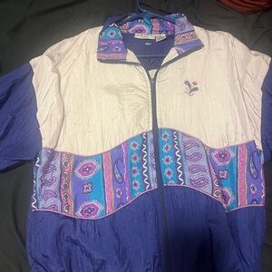 Vintage Windbreaker Jacket with Colorful Pattern